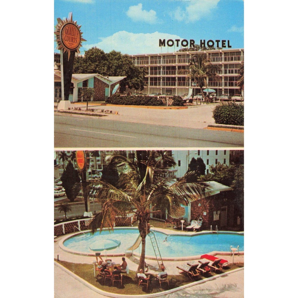 Vintage Downtown Cabana Motor Hotel Bradenton Florida Postcard Quality Courts VG - Picture 1 of 2